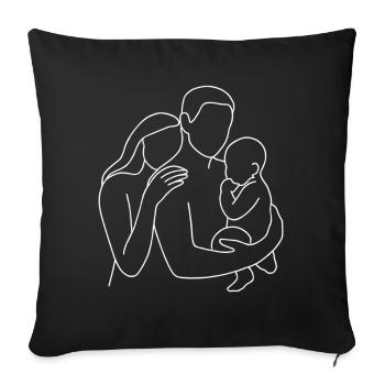 Minimalist Family Line Mother Father Family - Sofa pillowcase 17,3'' x 17,3'' (45 x 45 cm) - black - Front