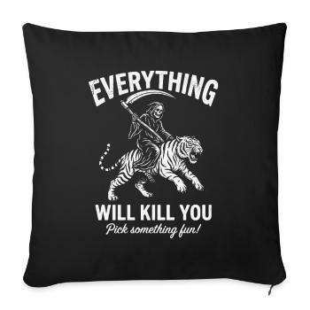 Motivational shirt for risk fans - Sofa pillowcase 17,3'' x 17,3'' (45 x 45 cm) - black - Front