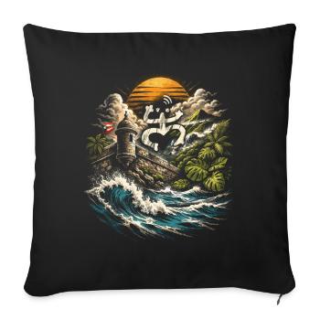 Puerto Rico Boricua - Sofa pillowcase 17,3'' x 17,3'' (45 x 45 cm) - black - Front