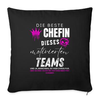 beste Chefin motiviertes Team Chefin geschenke - Housse de coussin décorative 45 x 45 cm - noir - Devant