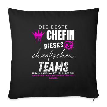 beste Chefin chaotisches Team Chefin geschenke - Housse de coussin décorative 45 x 45 cm - noir - Devant