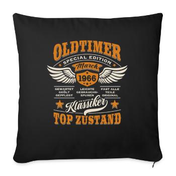 Oldtimer March 1966 - Geburtstag - Geschenk - Sofakissenbezug 45 x 45 cm - Schwarz - Vorne