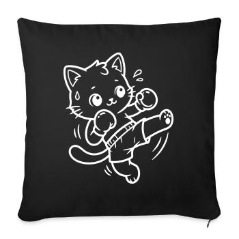 Kawaii Cat Kickboxing - Housse de coussin décorative 45 x 45 cm - noir - Devant