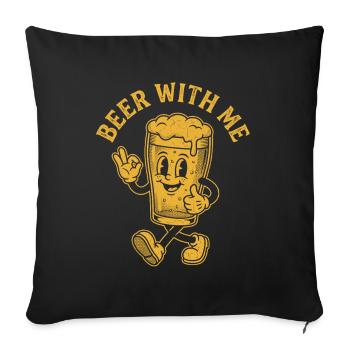T-shirt de soirée bière pour amis - Housse de coussin décorative 45 x 45 cm - noir - Devant