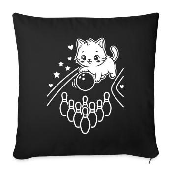 Kawaii Cat Bowling - Housse de coussin décorative 45 x 45 cm - noir - Devant