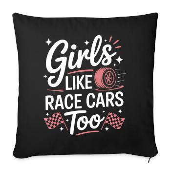 Cadeau de voitures de course de filles - Housse de coussin décorative 45 x 45 cm - noir - Devant