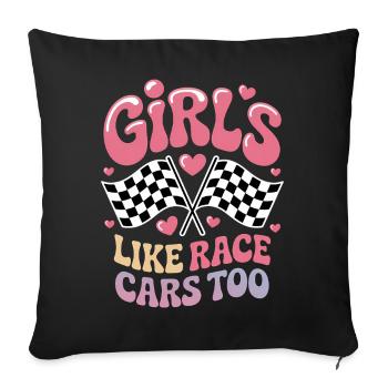Cadeau de voitures de course de filles - Housse de coussin décorative 45 x 45 cm - noir - Devant