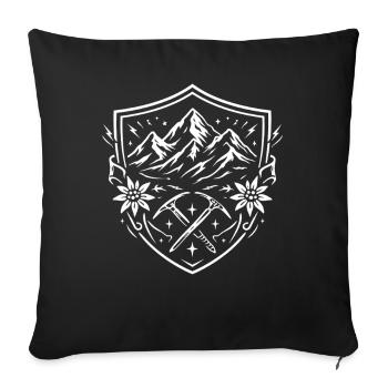 Alpine mountain coat of arms with edelweiss motif - Sofa pillowcase 17,3'' x 17,3'' (45 x 45 cm) - black - Front