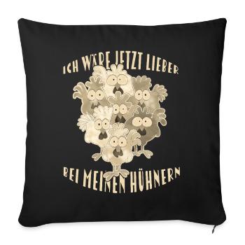 Fans de poulet - Coq - Coq - Poulet fleur - Bio - Housse de coussin décorative 45 x 45 cm - noir - Devant