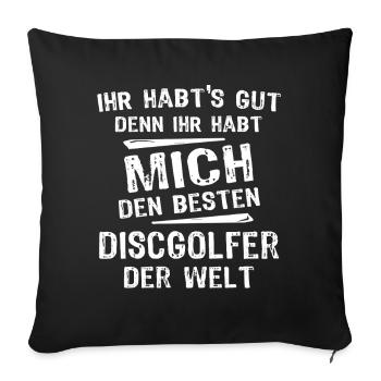 Discgolfer - Sofakissenbezug 45 x 45 cm - Schwarz - Vorne