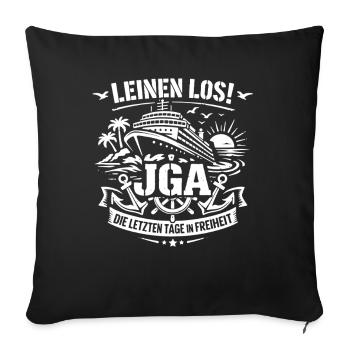 Larguez les amarres ! Enterrement de vie de garçon en haute mer - Housse de coussin décorative 45 x 45 cm - noir - Devant