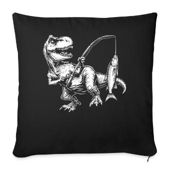 Angeln Fischer Dinosaurier Herren Jungen Angler - Sofakissenbezug 45 x 45 cm - Schwarz - Vorne