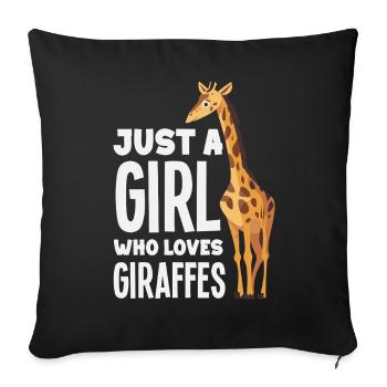 Juste une fille qui aime les girafes - Housse de coussin décorative 45 x 45 cm - noir - Devant