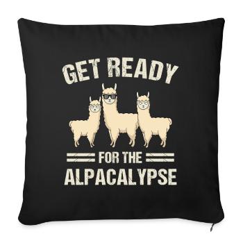 Préparez-vous pour l’art amusant de jeux de mots sur l’alpacalypse - Housse de coussin décorative 45 x 45 cm - noir - Devant