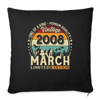 18th Birthday Gift Husband Vintage March 2008 - Sofa pillowcase 17,3'' x 17,3'' (45 x 45 cm) - black - Front