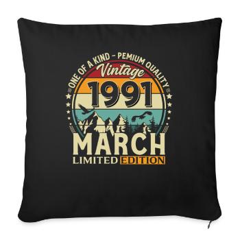 Cadeau du 35e anniversaire Mari Année Mars 1991 - Housse de coussin décorative 45 x 45 cm - noir - Devant