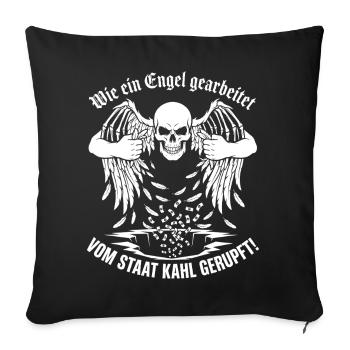 Wie Ein Engel Gearbeitet Vom Staat Kahl Gerupft - Sofakissenbezug 45 x 45 cm - Schwarz - Vorne