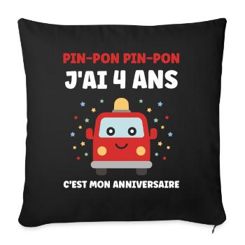 4 years - Sofa pillowcase 17,3'' x 17,3'' (45 x 45 cm) - black - Front