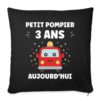 3 ans - Housse de coussin décorative 45 x 45 cm - noir - Devant