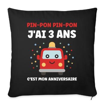 3 ans - Housse de coussin décorative 45 x 45 cm - noir - Devant