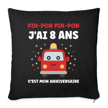 8 ans - Housse de coussin décorative 45 x 45 cm - noir - Devant