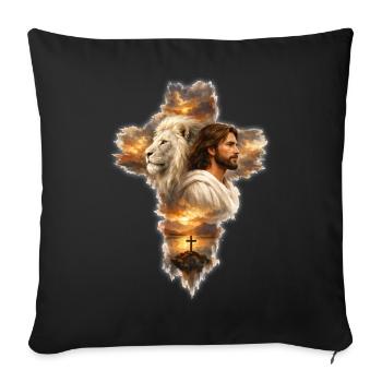 Bible chrétienne de la croix de Jésus, Lion Judah - Housse de coussin décorative 45 x 45 cm - noir - Devant