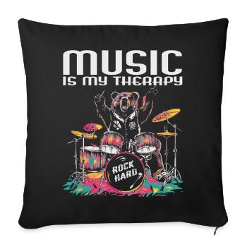 La musique est ma thérapie - Housse de coussin décorative 45 x 45 cm - noir - Devant