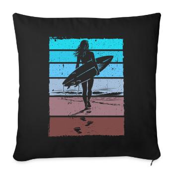 Surfer Retro Vintage Sunset Beach - Sofa pillowcase 17,3'' x 17,3'' (45 x 45 cm) - black - Front