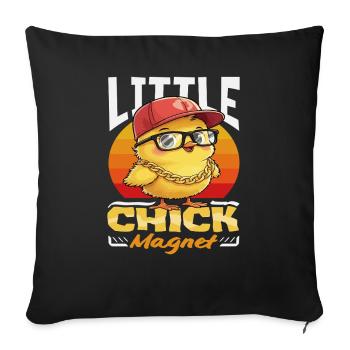 Chick Magnet Küken Lustig Cool - Sofakissenbezug 45 x 45 cm - Schwarz - Vorne
