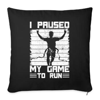 Marathonien J’ai mis mon jeu en pause pour courir Courir - Housse de coussin décorative 45 x 45 cm - noir - Devant