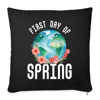 Premier jour du printemps Joyeuses Pâques Ostara Eostre - Housse de coussin décorative 45 x 45 cm - noir - Devant