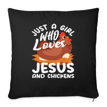 Mädchen das Jesus und Hühner liebt - Sofakissenbezug 45 x 45 cm - Schwarz - Vorne