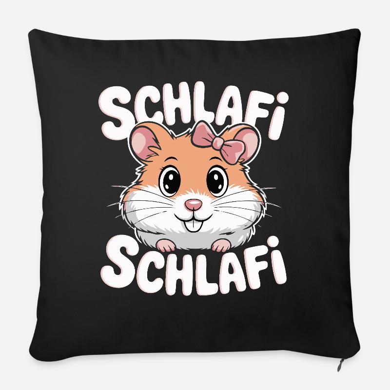 Schlafi Schlafi Hamster Design - Housse de coussin décorative 45 x 45 cm - noir