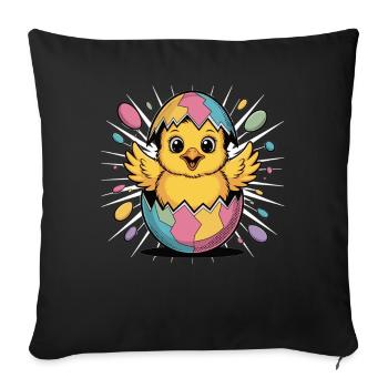Cute Easter Chick in Egg Shirt - Sofa pillowcase 17,3'' x 17,3'' (45 x 45 cm) - black - Front