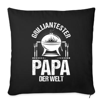 Barbecue, fête des pères, papa - Housse de coussin décorative 45 x 45 cm - noir - Devant