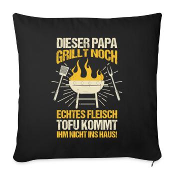 Barbecue, fête des pères, papa - Housse de coussin décorative 45 x 45 cm - noir - Devant