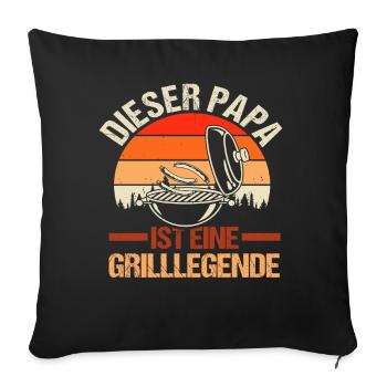 Barbecue, fête des pères, papa - Housse de coussin décorative 45 x 45 cm - noir - Devant