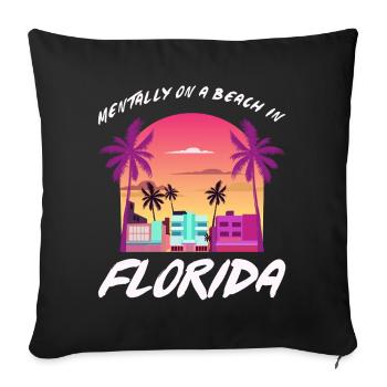 Ambiance rétro de la plage du coucher de soleil en Floride - Housse de coussin décorative 45 x 45 cm - noir - Devant