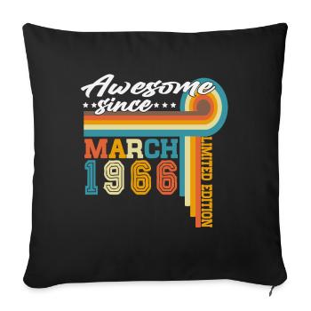 Mars 1966 Vintage Born Birthday Retro - Housse de coussin décorative 45 x 45 cm - noir - Devant