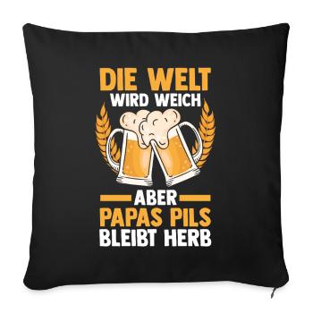Bière, fête des pères, papa, papa - Housse de coussin décorative 45 x 45 cm - noir - Devant