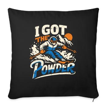 Power Ski | I Got The Powder | Powder snow - Sofa pillowcase 17,3'' x 17,3'' (45 x 45 cm) - black - Front