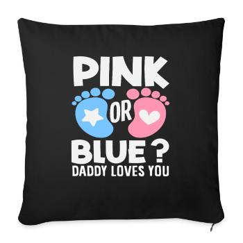 Révélation rose ou bleu : papa t’aime - Housse de coussin décorative 45 x 45 cm - noir - Devant