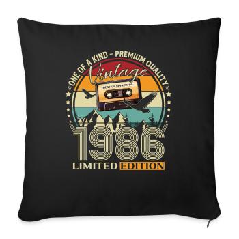 Cadeau de 40e anniversaire Mari Vintage mars 1986 - Housse de coussin décorative 45 x 45 cm - noir - Devant