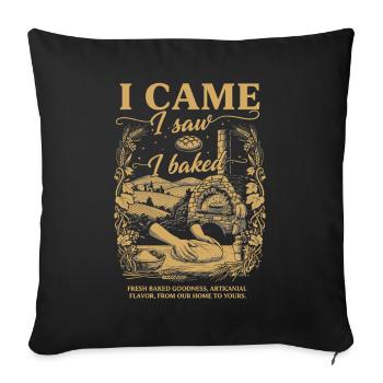 Pain au levain pâtissier Je suis venu J’ai vu J’ai fait de la cuisson - Housse de coussin décorative 45 x 45 cm - noir - Devant