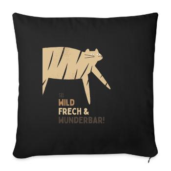 Sei wild French & Wunderbar Katze - Sofakissenbezug 45 x 45 cm - Schwarz - Vorne