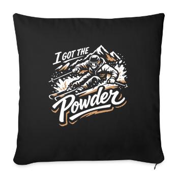 Power Ski | I Got The Powder | Powder snow - Sofa pillowcase 17,3'' x 17,3'' (45 x 45 cm) - black - Front