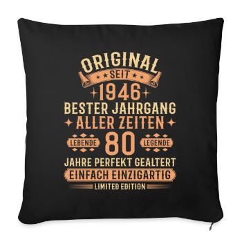 80th Birthday 1946 Vintage Legend Gift - Sofa pillowcase 17,3'' x 17,3'' (45 x 45 cm) - black - Front