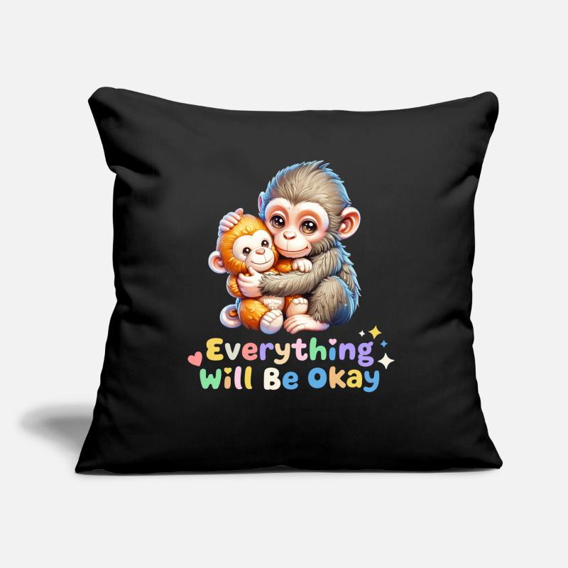 Everything Will Be Okay Monkey Duo Sofa pillowcase 17,3'' x 17,3'' (45 x 45 cm)