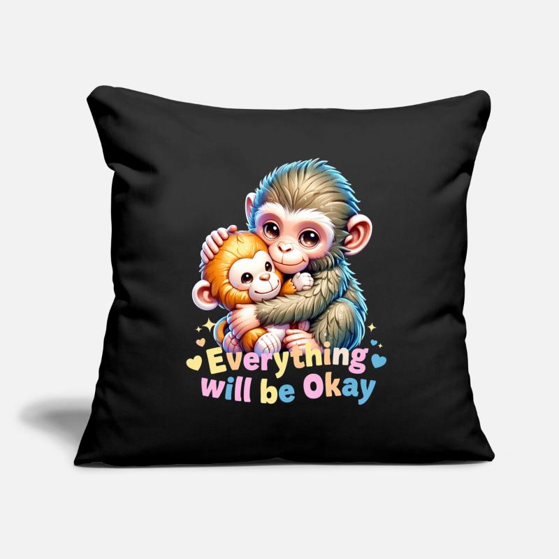 Everything Will Be Okay Monkey Hug Sofa pillowcase 17,3'' x 17,3'' (45 x 45 cm)