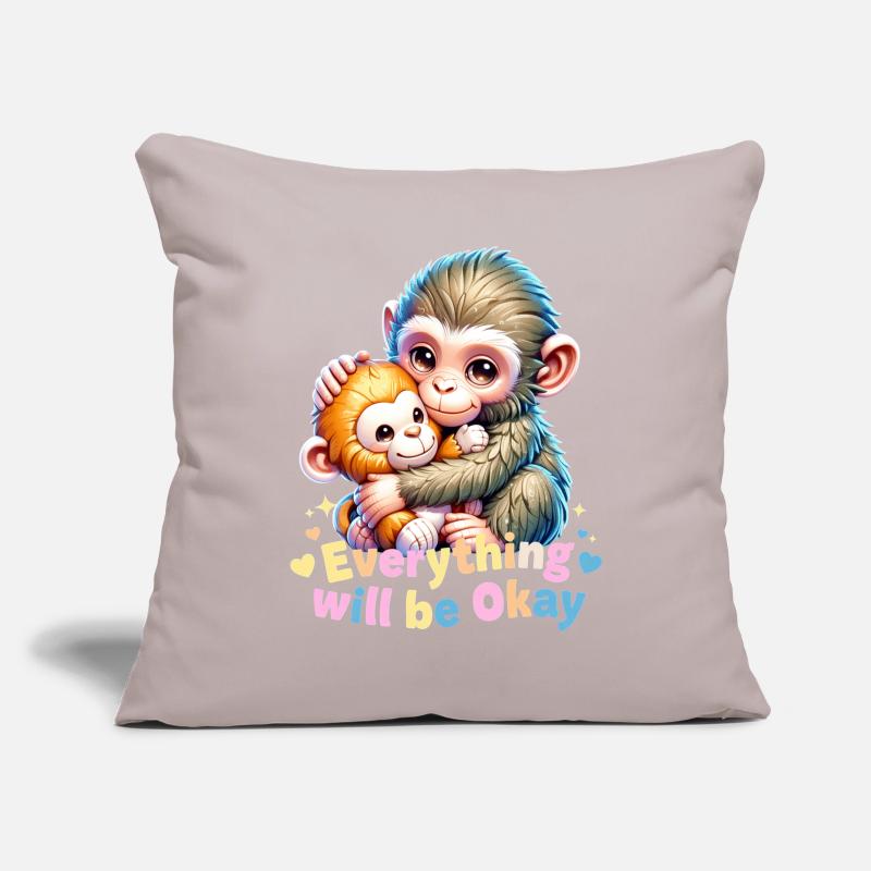 Everything Will Be Okay Monkey Hug Sofa pillowcase 17,3'' x 17,3'' (45 x 45 cm)